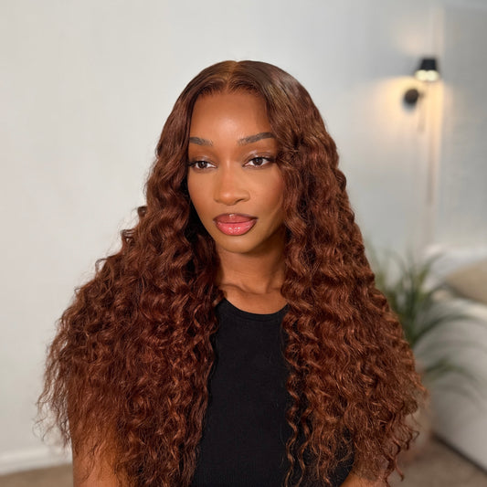 12x6 22" auburn loose wave wig