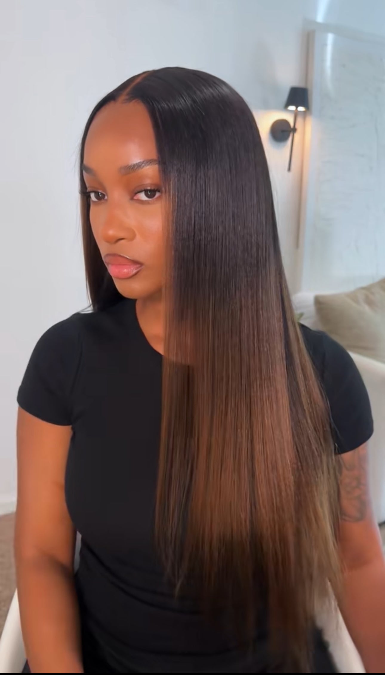 7x5 24" ombre chestnut brown yaki straight wig